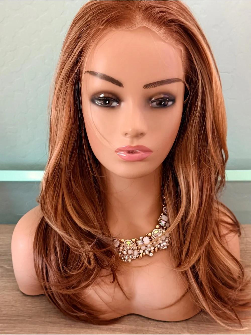 Aisom A47 Natural Auburn Layered sy Wig - Warm Copper with Highlights